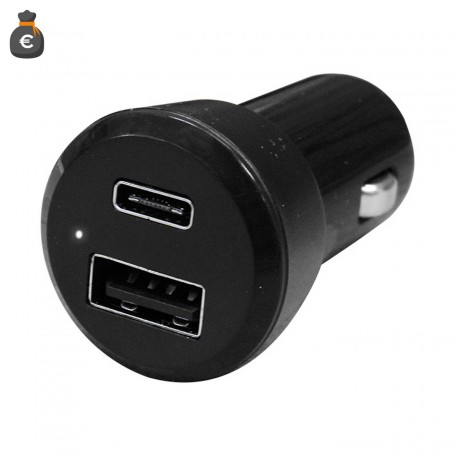 Adattatore Veicolare 12V-24V USB+USB Type-C 5V 3A