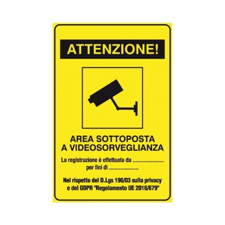 Cartello adesivo "AREA VIDEOSORVEGLIATA"