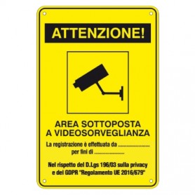 Cartello alluminio "AREA VIDEOSORVEGLIATA"