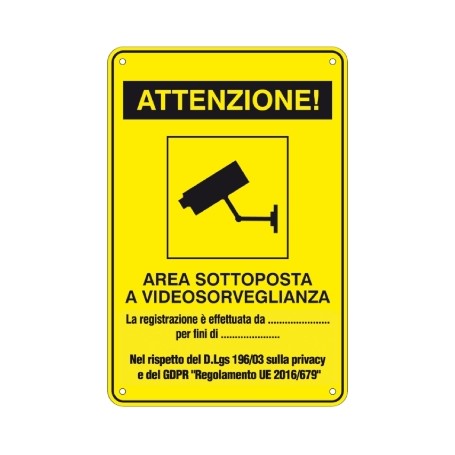 Cartello alluminio "AREA VIDEOSORVEGLIATA"